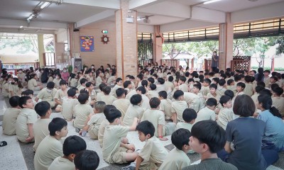 โค้งสุดท้ายของการหาเสียงเลือกตั้ง &quot;ทีมประธานนักเรียน&quot; (10 ก. ... FLEXI_IMAGE 1