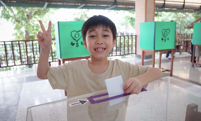 บรรยากาศการเลือกตั้งคณะกรรมการนักเรียนและนับคะแนนเสียง (12 ก ... FLEXI_IMAGE 1
